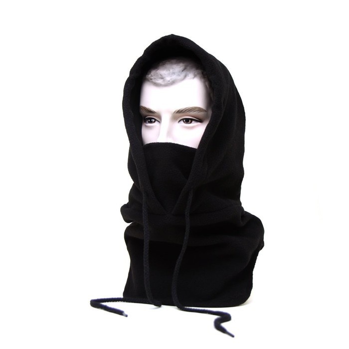 4 in 1 Thermal Fleece Balaclava full face Masker Kupluk Polar Panjang - black