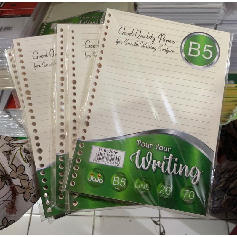 

LOOSE LEAF B5 LINE AND PLAIN (70 SHEETS)