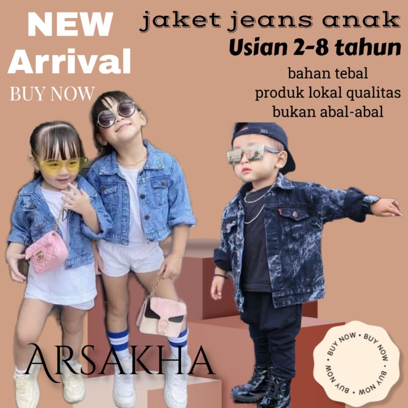 JAKET JEANS ANAK COWOK CEWEK USIA 2-8 TAHUN JAKET DENIM ANAK LAKI LAKI PEREMPUAN