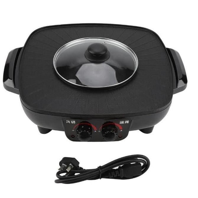 Bbq Grill 2 In 1 Electric Pan Hot Pot Bbq Frying Cook Kitchen 1200W Gadingartana