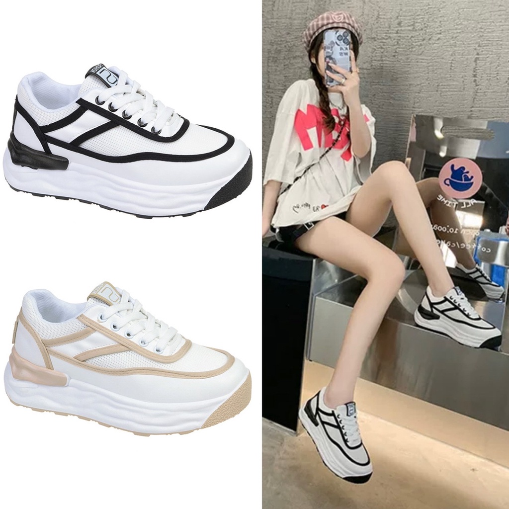 AVANCEID 1817 Sepatu Sneakers Wanita Sekolah Olahraga Sport Hitam Putih Import