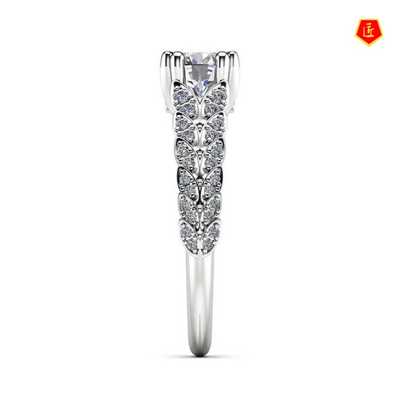 [Ready Stock]Fashion Creative Ear of Rice-Shaped Full Diamond Ring