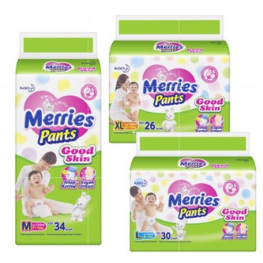 MERRIES PANTS S40/M34/L30/XL26 / Merries Pant / Popok Bayi / Merries Good Skin / Popok Bayi / Popok Bayi Merries / Popok Bayi Berkualitas