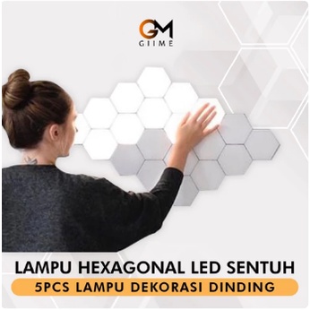 Giime.Id - Lampu Dinding LED Dekorasi Hexagonal Sensor Sentuh Adaptor