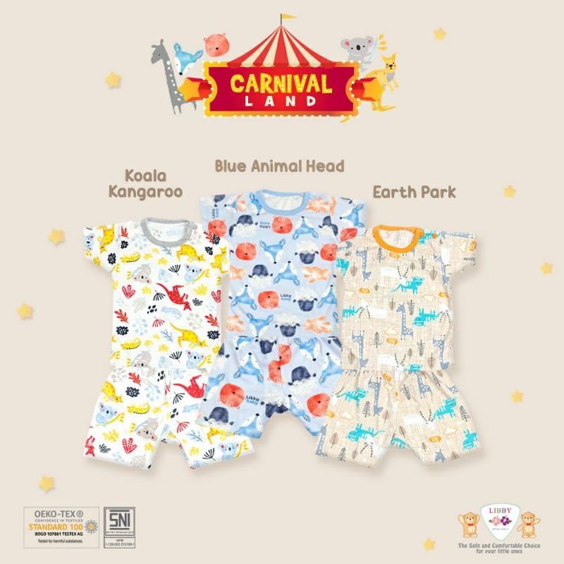 TERMURAH LIBBY BABY - Setelan Pendek Kancing Pundak (Setelan Oblong) (Ecer / Pilih Motif)