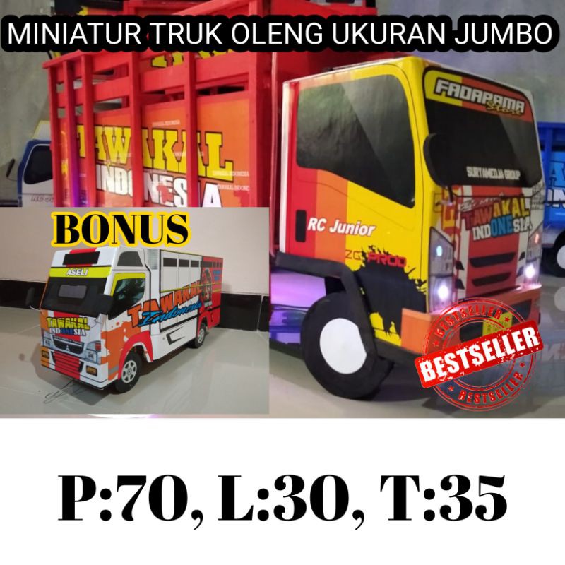 MINIATUR TRUK OLENG KAYU JUMBO BONUS MINIATUR TRUK TRIPLEK