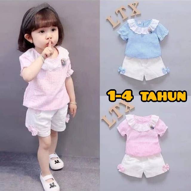 Setelan Anak  Import Baju  Anak  Perempuan Kotak Baju  