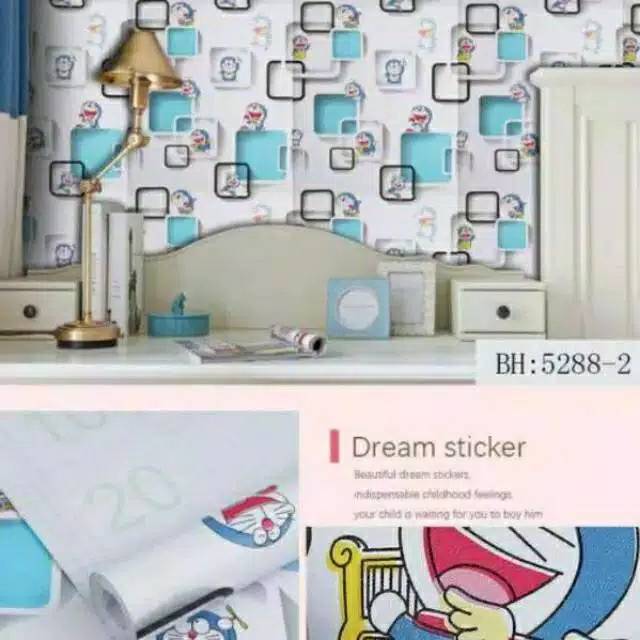 Walpaper dinding Doraemon 3D 900 10Meter x 45Cm,Wallpaper Doraemon 3D