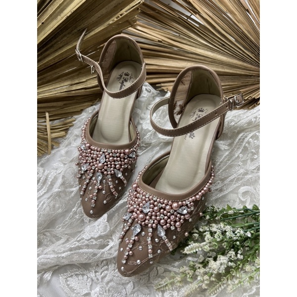 sepatu wedding wanita aila mocca tali 5cm lancip