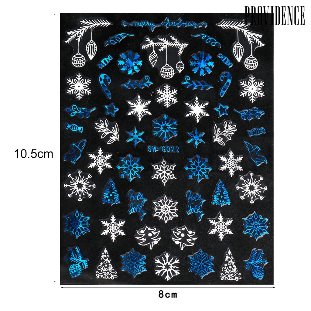 Providence Stiker Kuku Motif Snowflake / Pohon Natal Bahan PVC Anti Air Untuk Dekorasi Nail Art / Manicure DIY