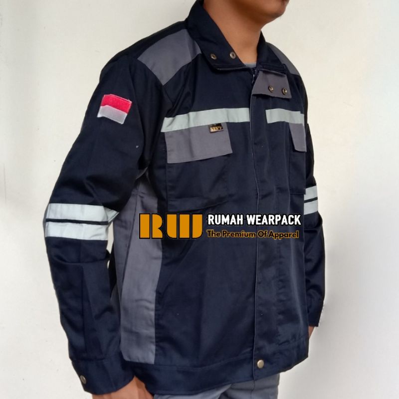 Semi Jacket Safety Baju Safety Wearpack Jaket Safety Atasan Navy Abu Tua