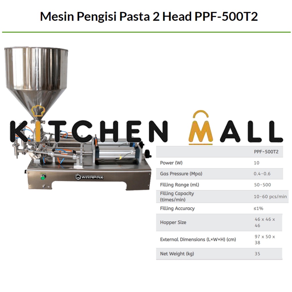 WIRATECH PPF-500T2 Mesin Pengisi Cairan Pasta 2 Head / Filling Machine