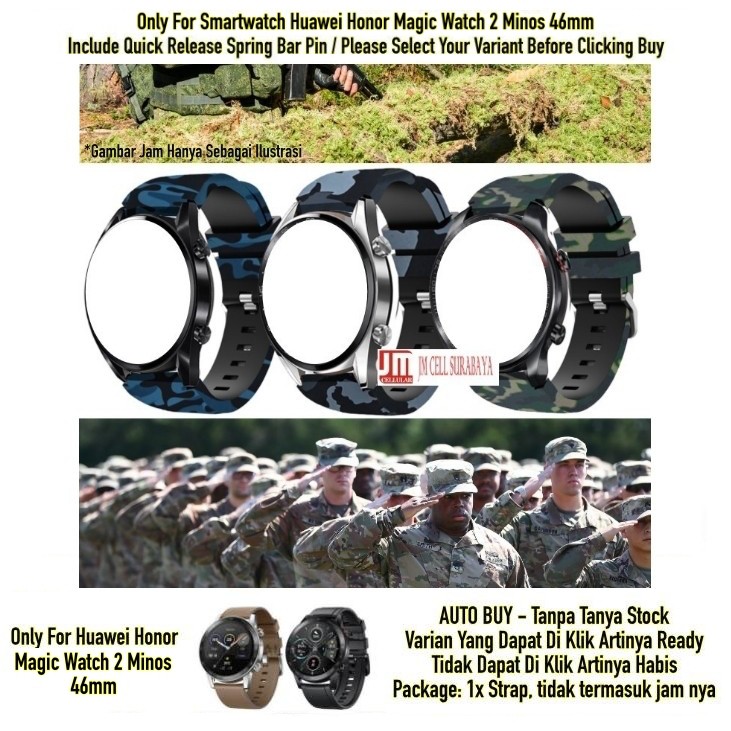 Tali Strap Huawei Honor Magic Watch 2 Minos 46mm - Rubber Army Camo