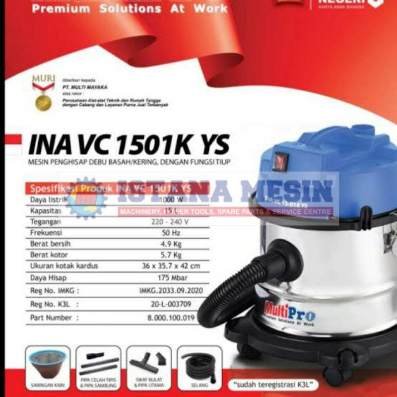 MESIN SEDOT PENYEDOT DEBU VACUUM CLEANER BLOWER 3IN1 MULTIPRO VC 1501K