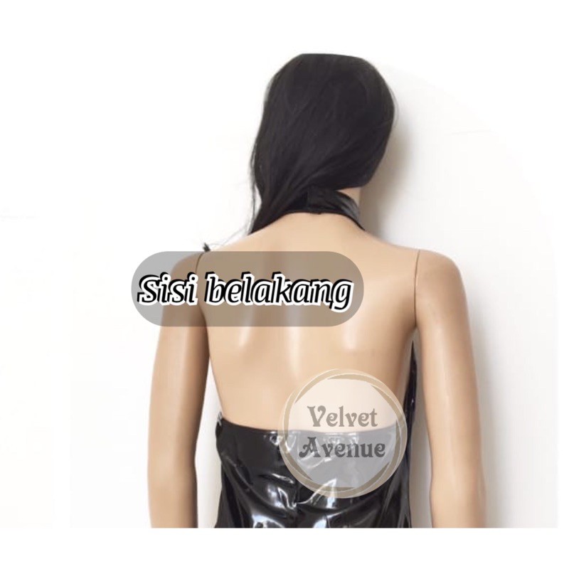 Lingerie Body Suit Bodystocking Kostum 76053 Kulit Leather Seksi Open Crotch Seksi Import-3