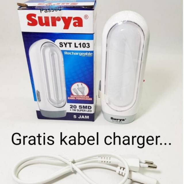Lampu emergency LED surya SYT L103 lampu darurat + senter