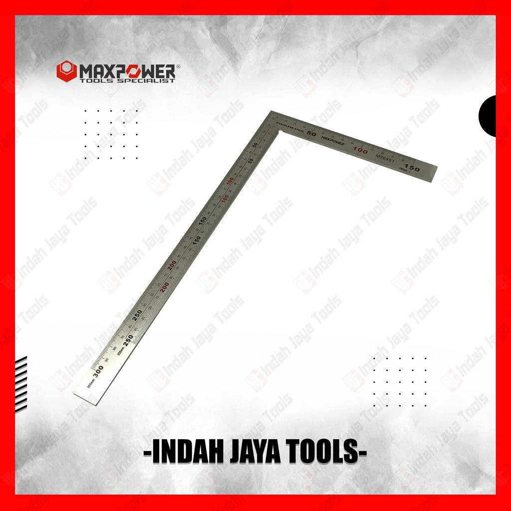 

MAXPOWER 6" Penggaris Siku Stainless Besi 300 x 150 mm Steel Ruler