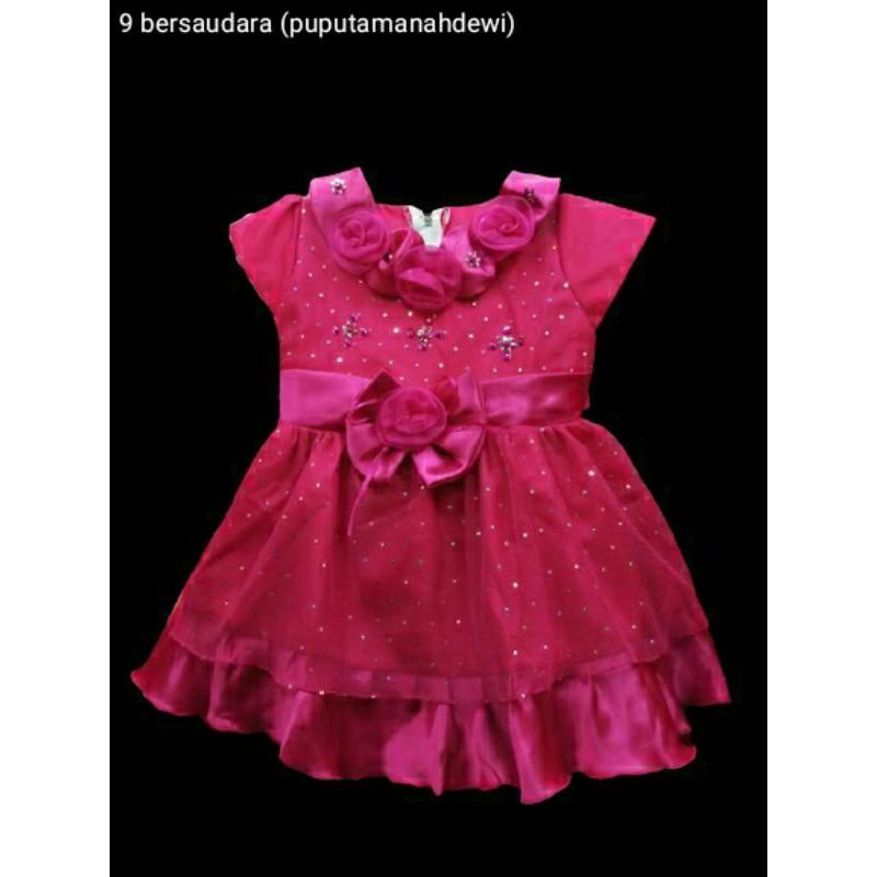 GAUN PRINCESS BABY/ DRESS PESTA spoil dress (bunga leher)