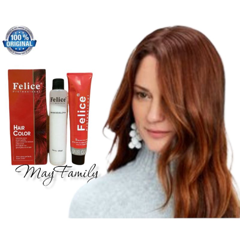 Hair color profesional cat rambut Felice 8.33 light golden copper brown