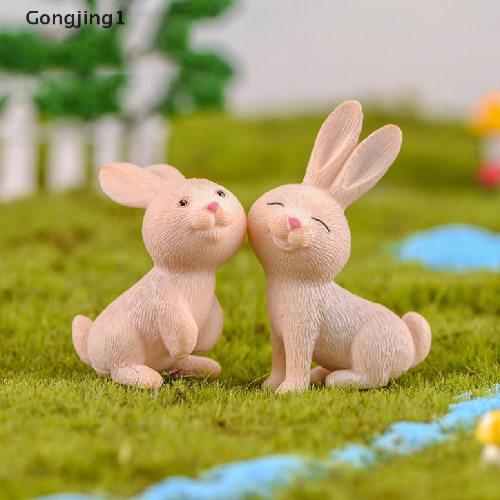 Gongjing1 7pcs / Set Miniatur Kelinci Paskah Bahan Resin Untuk Dekorasi Taman Mini / Craft