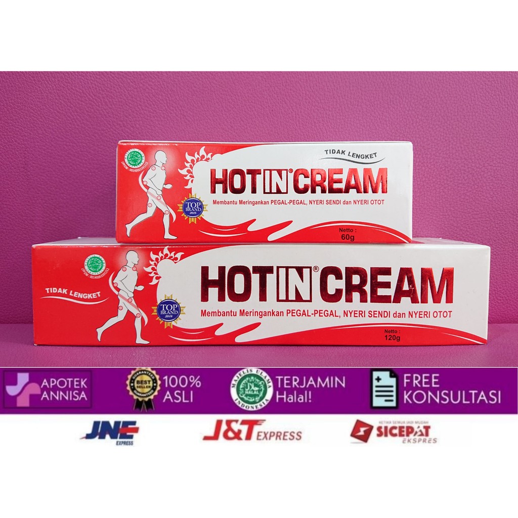 Hot In Cream 60 gr/120 gr Tube/Botol/Pump - Krim Pegal/Nyeri Otot/Nyeri Sendi