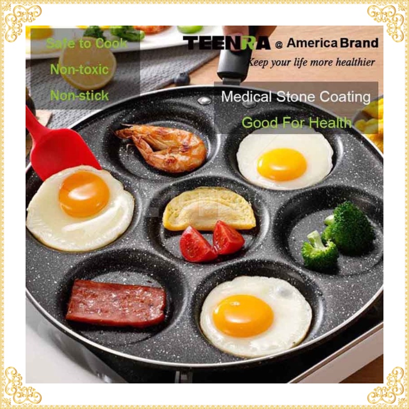 Teflon Panci Telur Omelet Egg Fyring Pan Non-stick 4 Holes - TW-376