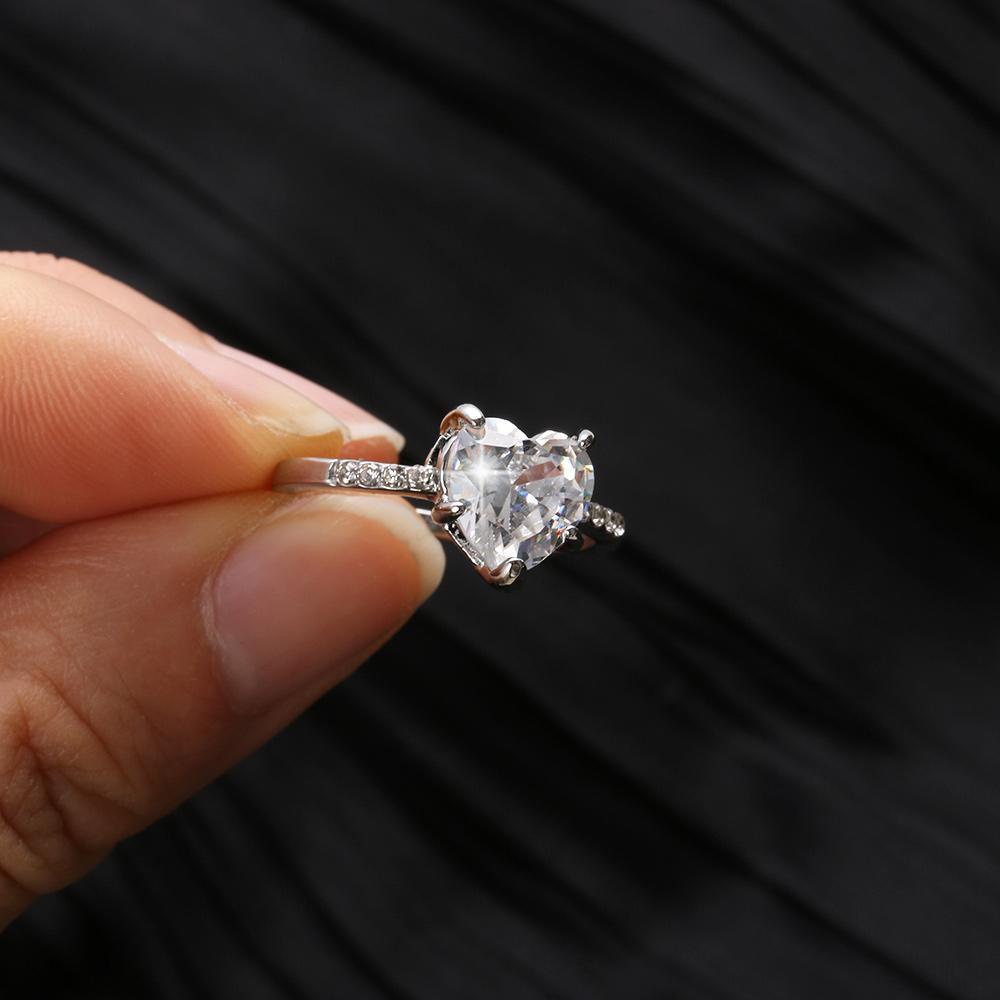 Solighter Cincin Hati Fashion Tunangan Mewah Safir Putih