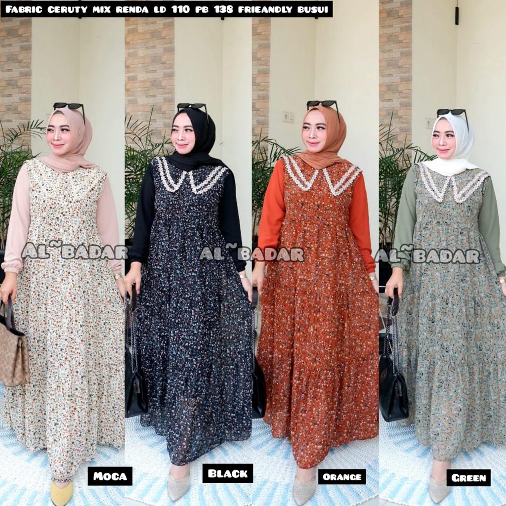 [ BISA COD ] GAMIS CERUTY BABYDOLL MOTIF MODEL KOMBINASI MIX RENDA KOREA ,DRESS FRIEANDLY BUSUI CERUTY BABYDOLL MIX KERAH RENDA,GAMIS MODEL TERBARU