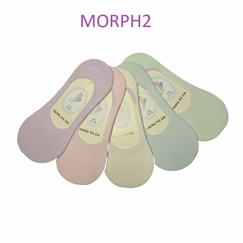 Kaos Kaki Pendek Wanita Invisible Korea Style Hidden 1Pasang (Bahan Katun)(Campur)-Random Morph2