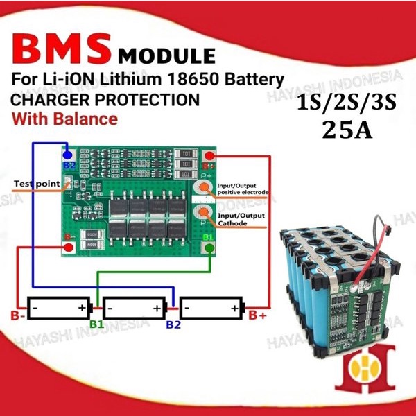 BMS 1S 2S 3S 25A Lithium Battery Balanced Charger Protection 18650