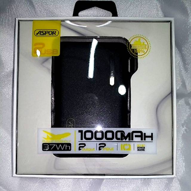 Flight Friendly Powerbank MINI 2usb 10000mah Aspor 2.4A  37wh