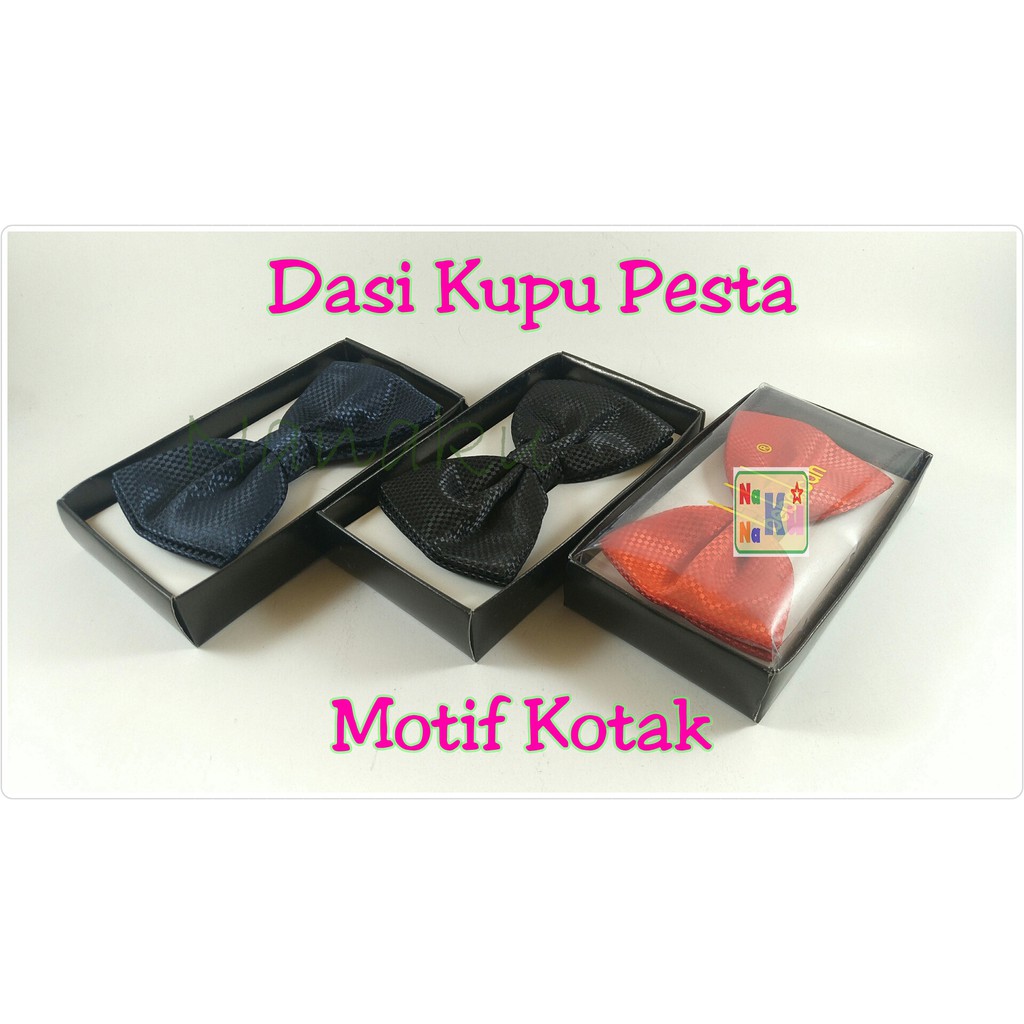 Dasi Kupu Kupu Pesta / Bowtie Import dgn Tekstur Motif Kotak