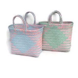 Tas anyaman plastik motif kombinasi premium / tas hampers / tas parcel / tote bag