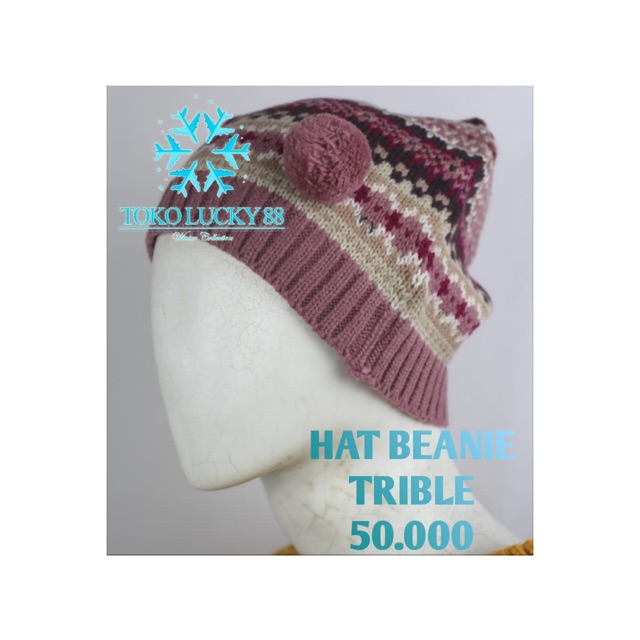 IMPORT Hat Beanie Trible Topi Kupluk Rajut Wool Motif Hat Beanie Trible