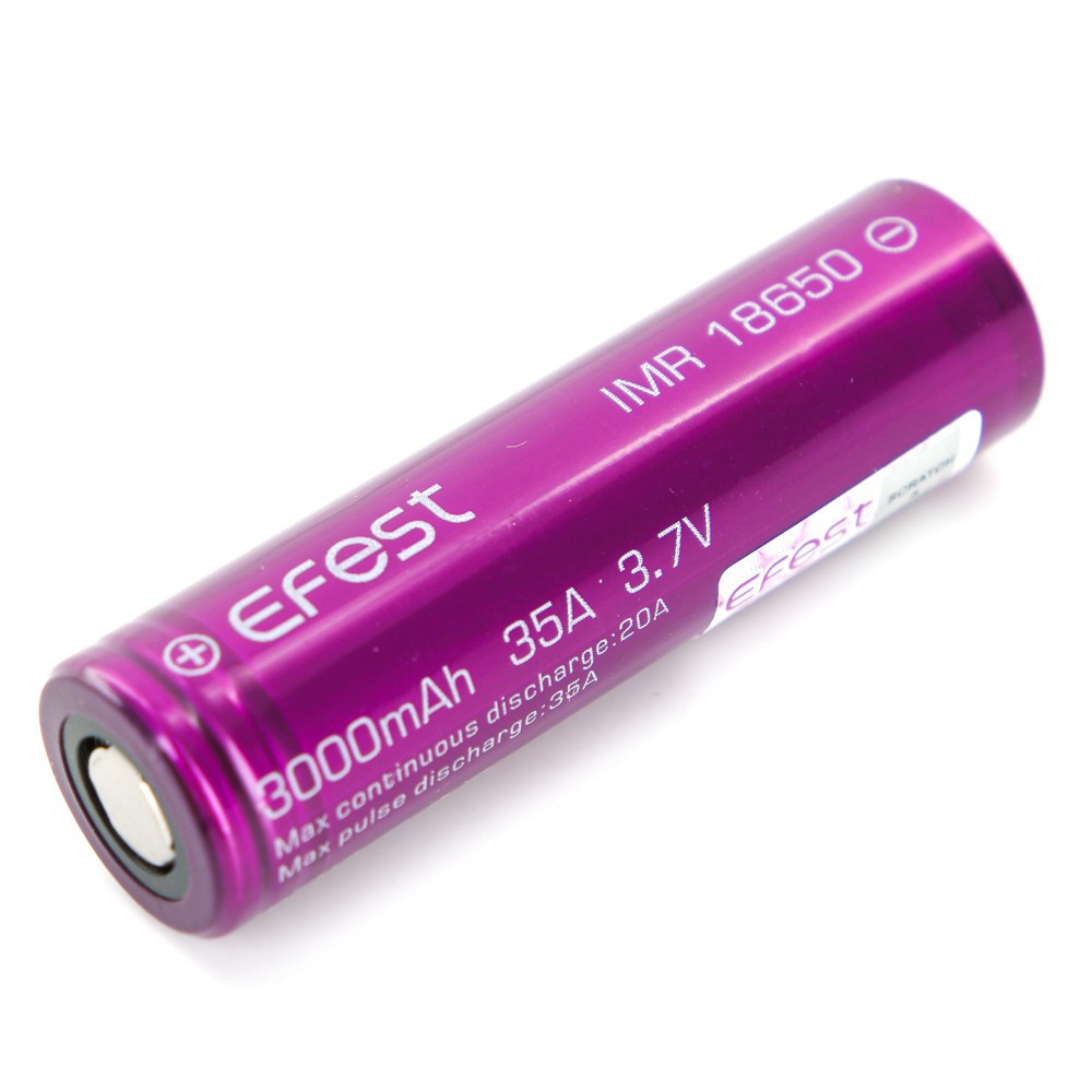 Efest Purple IMR 18650 Li-Mn Battery 3000mAh 3.7V 35A  with Flat Top - 18650V1 - Purple