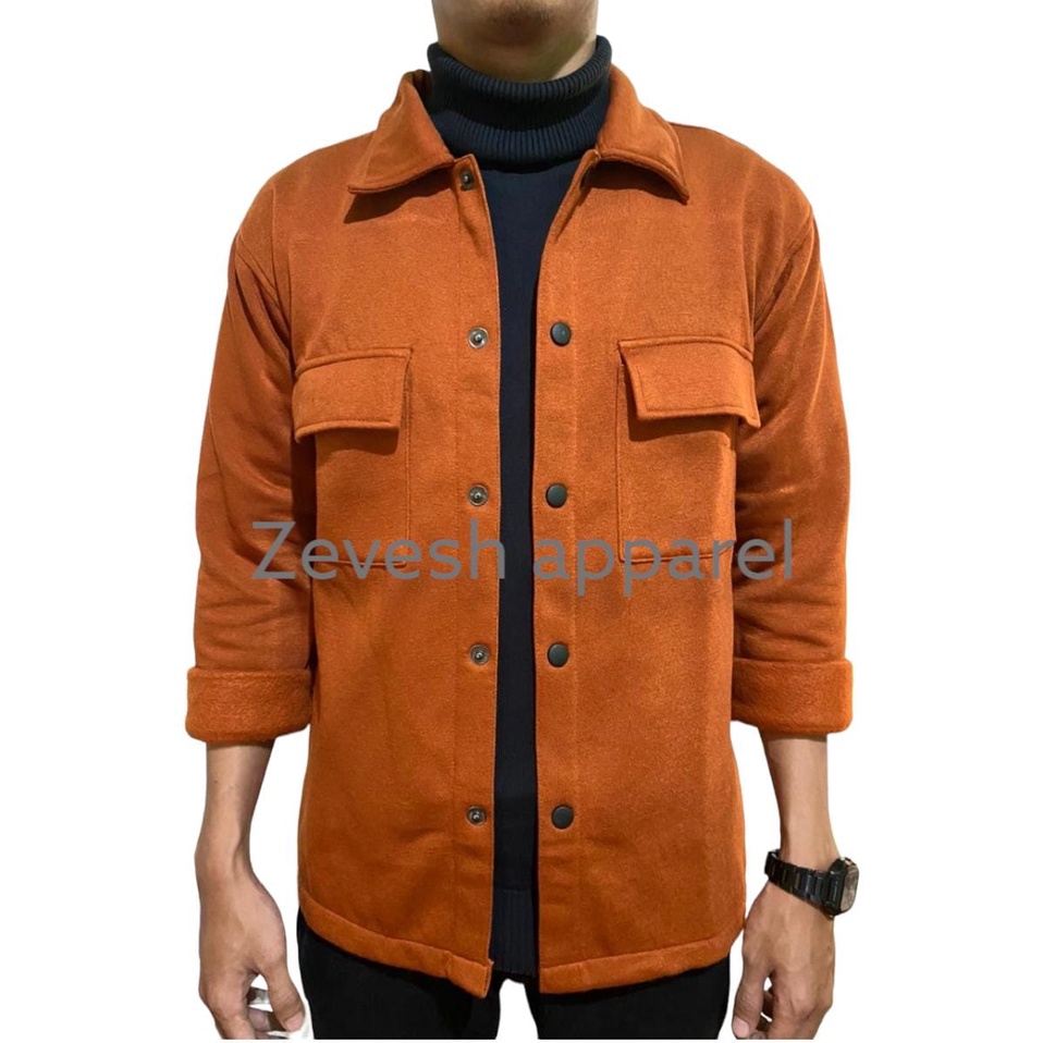 Jaket Pria Shacket Jacket Fleece Ukuran M L XL