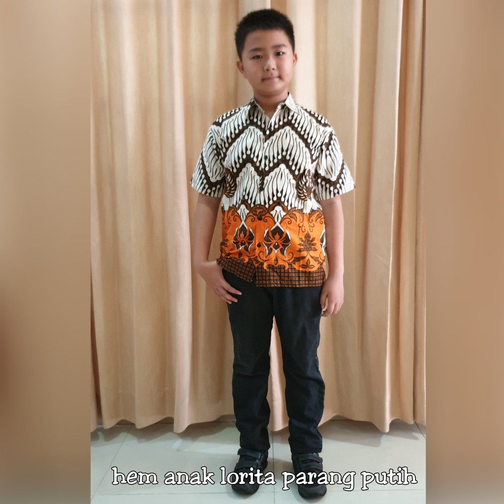 Batik couple modern keluarga terbaru 2021 anak murah kopel cople kople sarimbit lorita putih orange