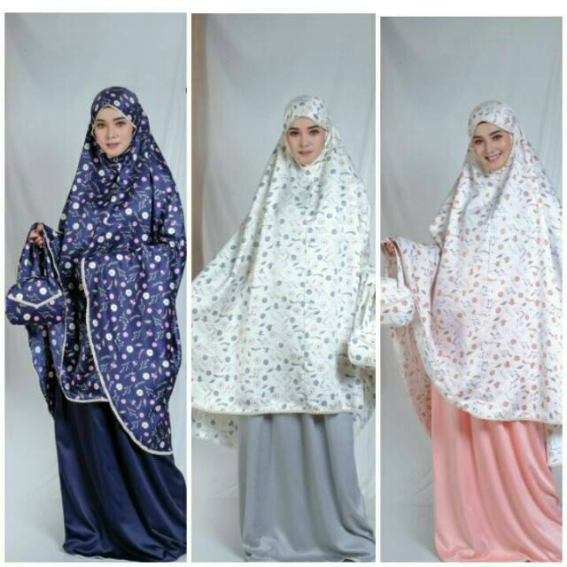 Mukena Elanor satin sutra mewah polos