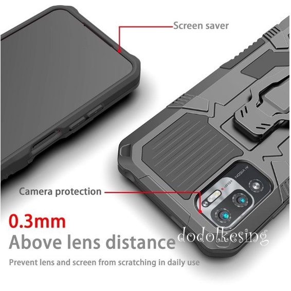 H8 Hard case i-Crystal Case Xiaomi Redmi Note 10 5G Poco M3 Pro with Belt Clip &amp; stan