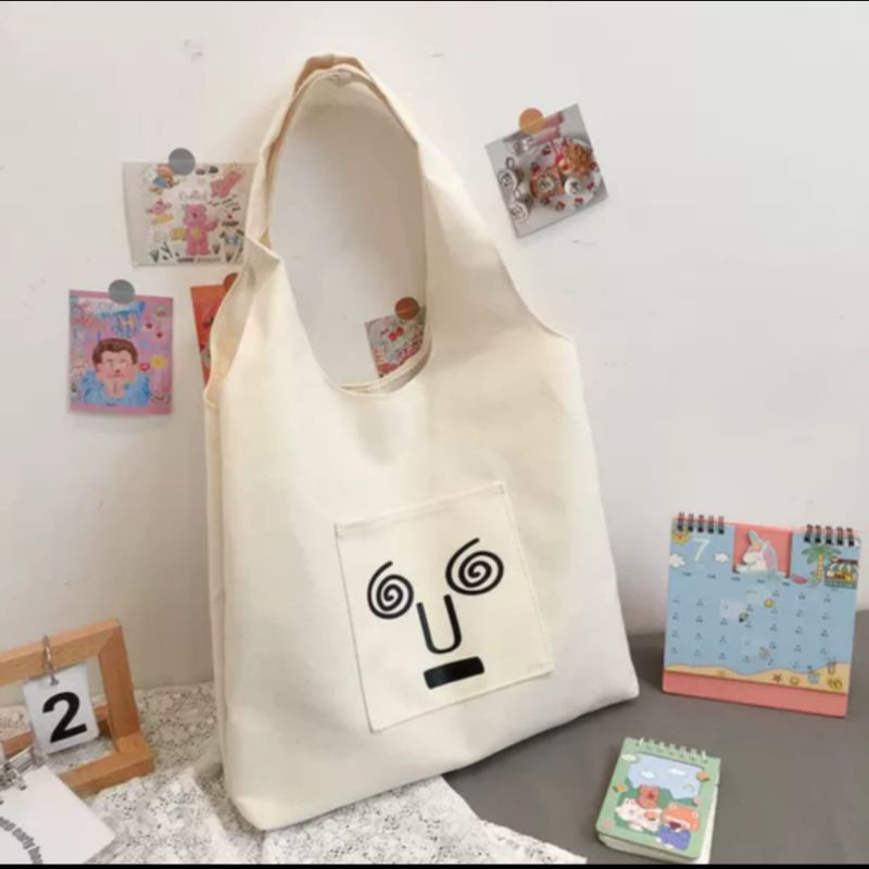Totebag Vintage Saku Depan Populer Tas Tote-Mata hipnotis