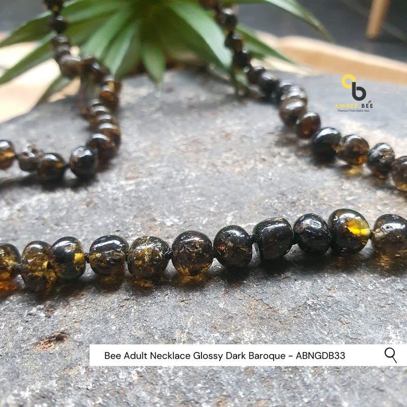 Kalung Amber Dewasa Premium Glossy Dark Baroque ABNGDB33 by Amber Bee