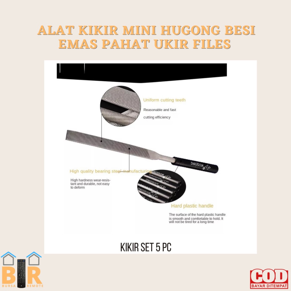 Alat Kikir Mini HUGONG BESI EMAS PAHAT UKIR FILES 3 4 dan 5 mm (10 PC )