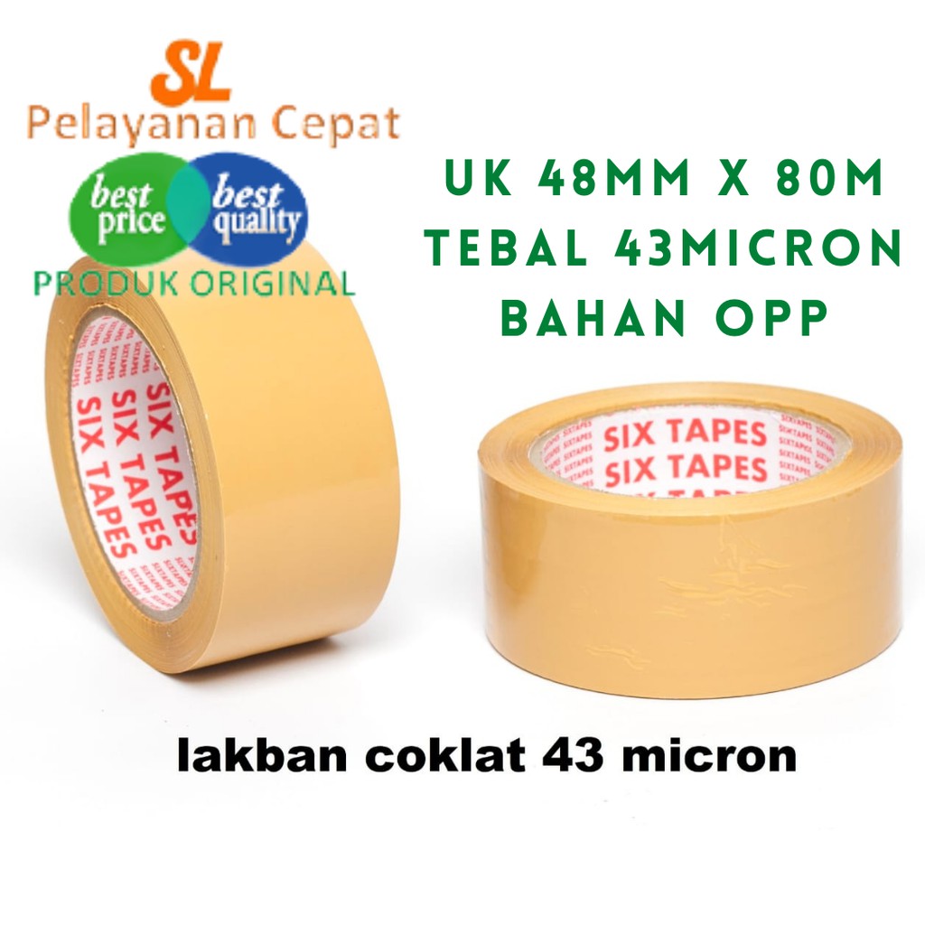 Lakban Bening Warna Warni Six Tapes OPP 2 inch Tebal 45 Micron 48mm x 80M