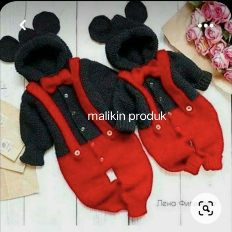 MALIKIN JUMPER BAYI MICKEY MOUSE UNISEX / JUMPER BAYI RAJUT / PAKAIAN BAYI HANGAT