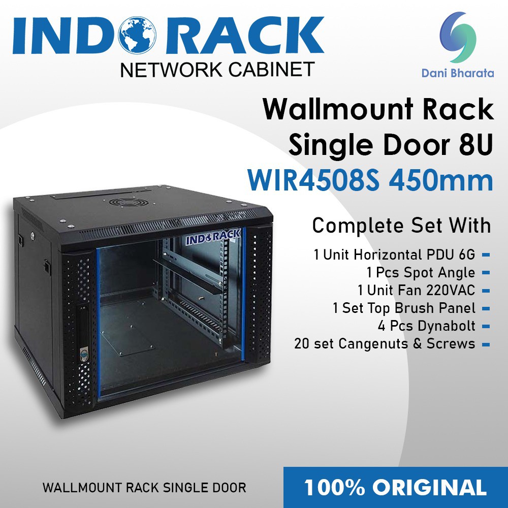 Wallmount Rack Single Door 8U WIR4508S 450mm