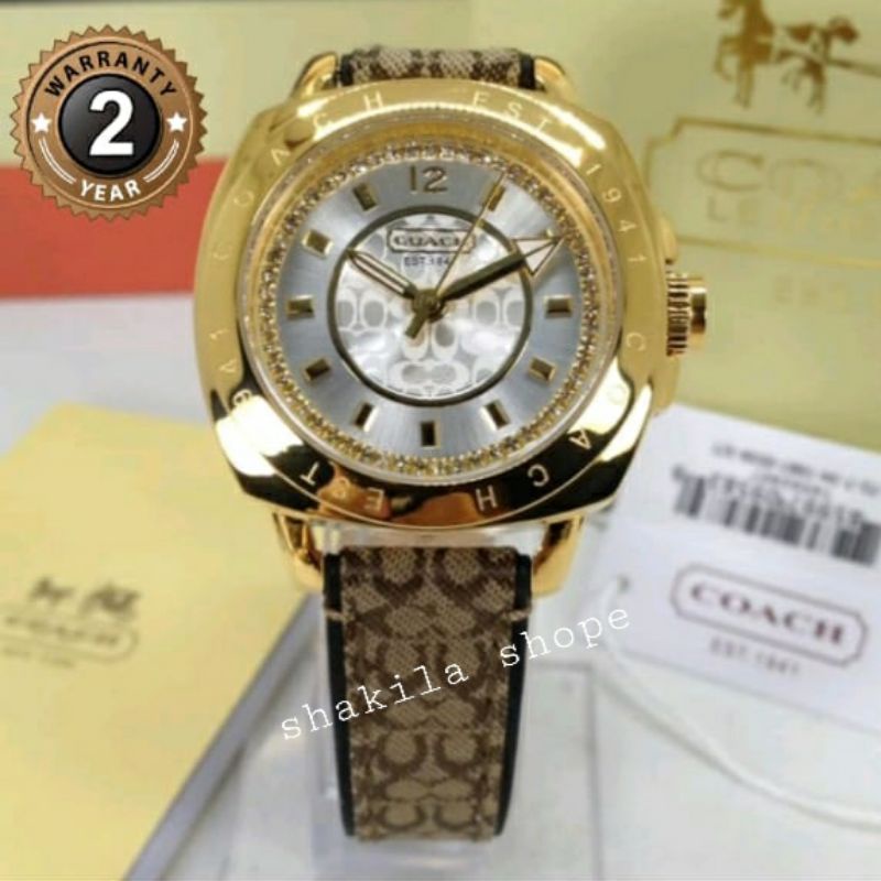 [ Original - Garansi 2th ] Jam Tangan Wanita Coach Gold Est-1941 Original Jam Analog Fashion Wainta 