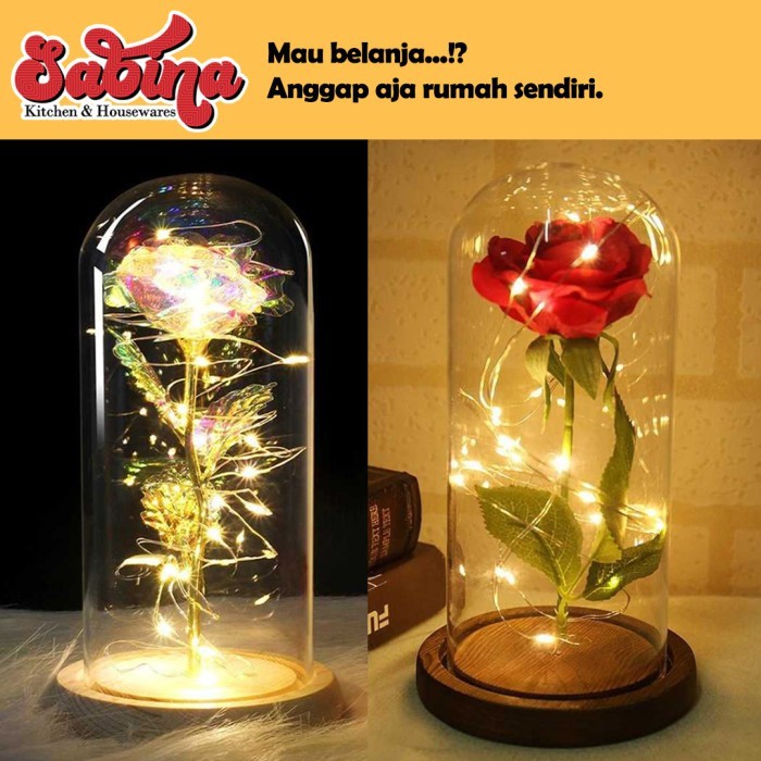 Original Lampu LED Mawar 4 Varian Dekorasi Beauty &amp; The Beast Rose