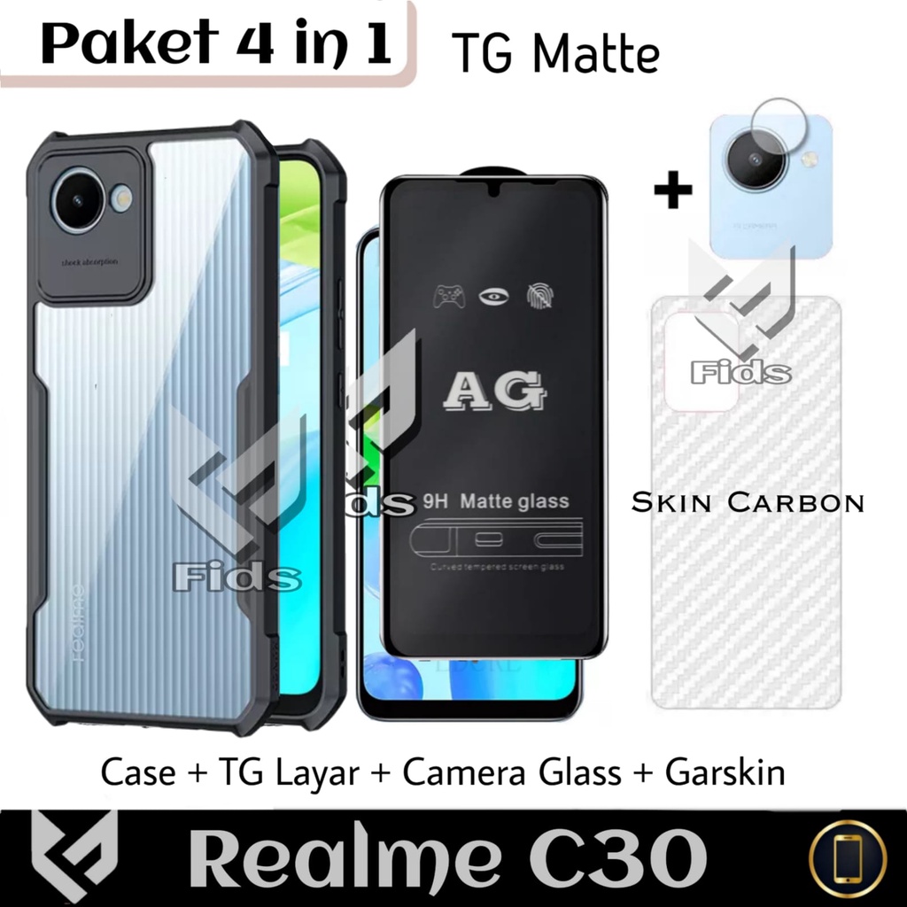 PROMO Paket 4IN1 Case REALME C30 HardCase Fusion Xundd Free Anti Gores Layar &amp; TG Camera &amp; Skin Carbon Pelinding Cover Hadnphone