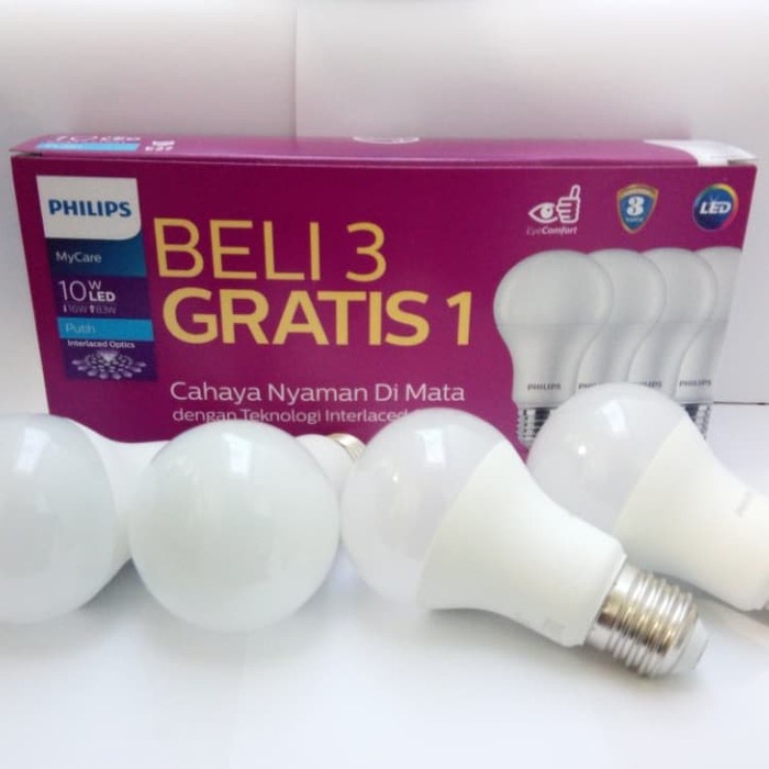 Lampu Bohlam LED Philips 10Watt, 10W, 10 Watt, 10 W (1 paket isi 4)