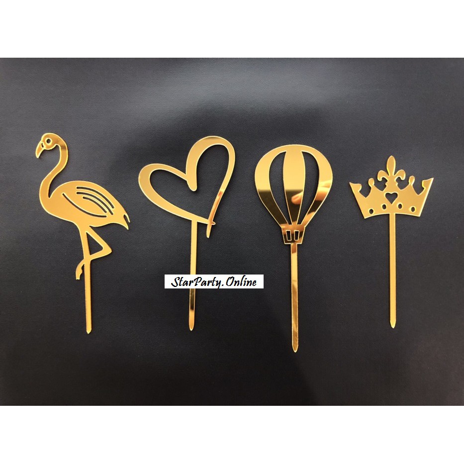 Topper Kue Acrylic Kecil Emas /Acrilyc Cake Topper Gold